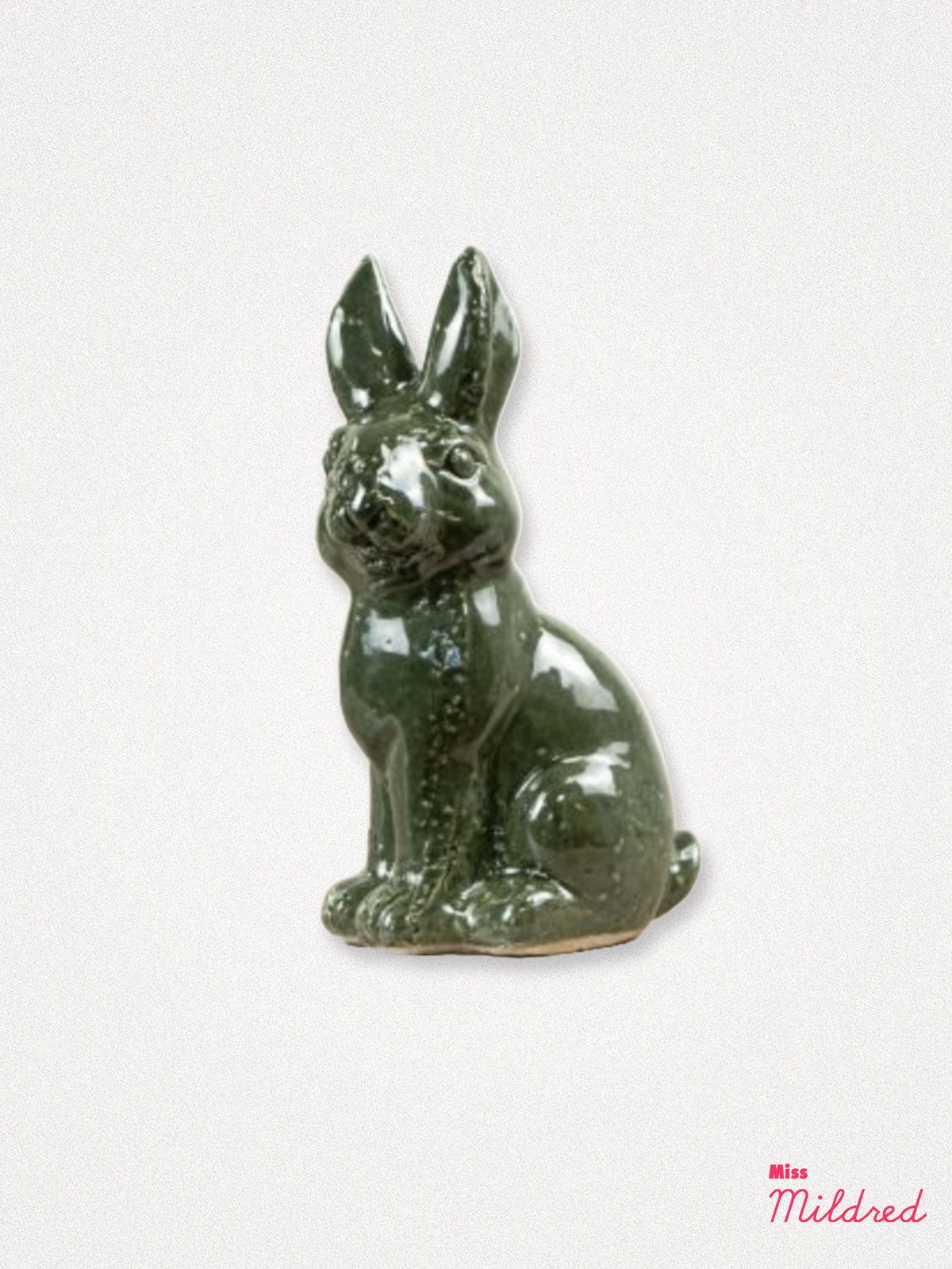 Green Ceramic Glazed Rabbit Statue - 22cm