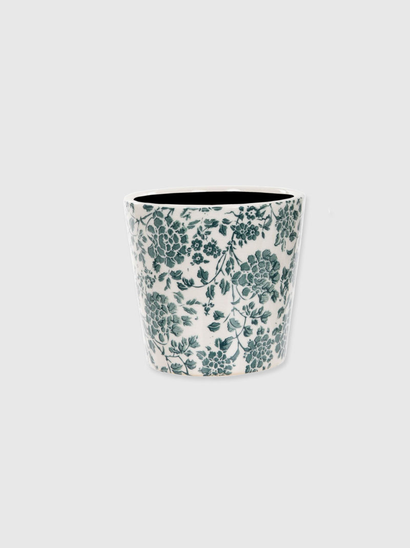 Green Leaf Ceramic Glazed Plant Pot - Medium