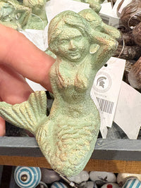 Sitting Mermaid Figure - Cast Iron Verdigris Green