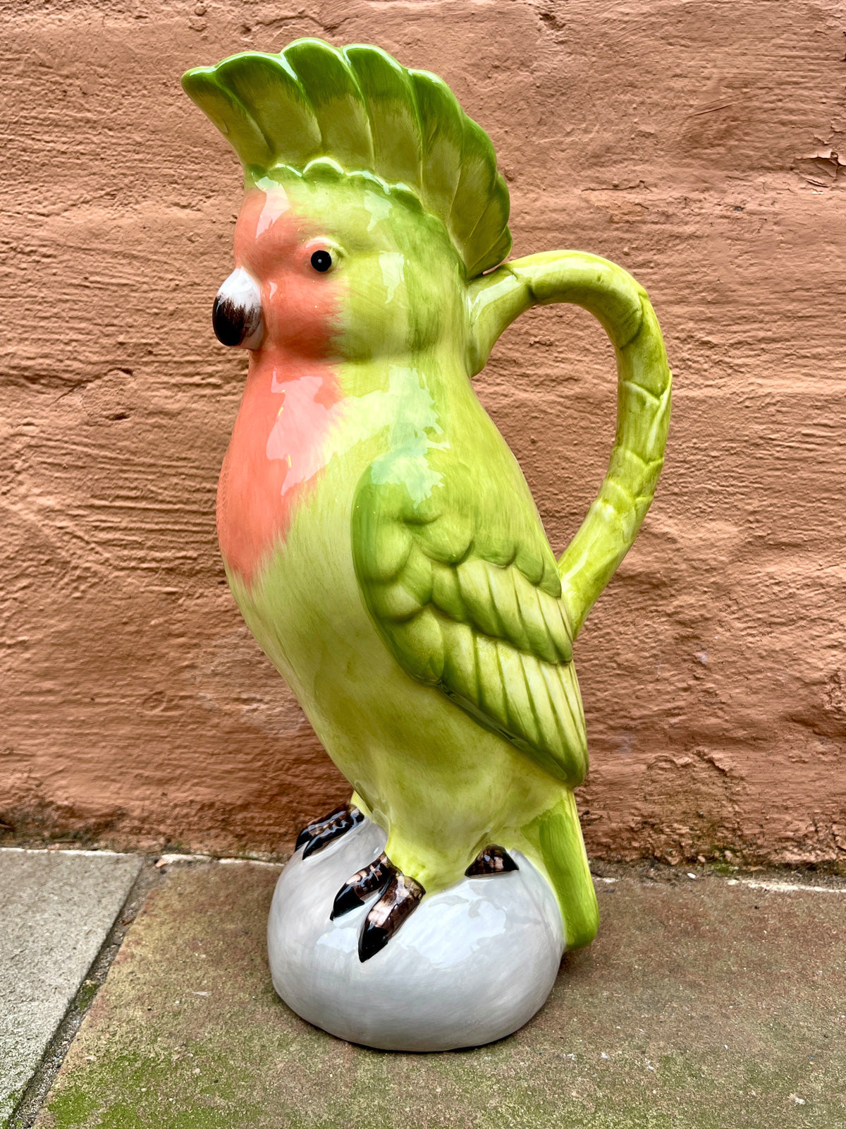 Ceramic Large Parrot Pitcher Jug - Green