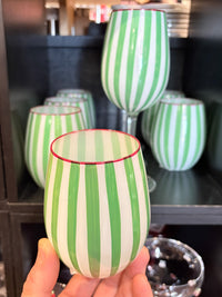 Green Stripe Carnival Tumbler Glass - 400ml