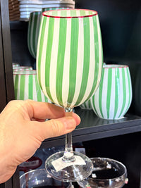 Green Stripe Carnival Large Wine Glass - 435ml