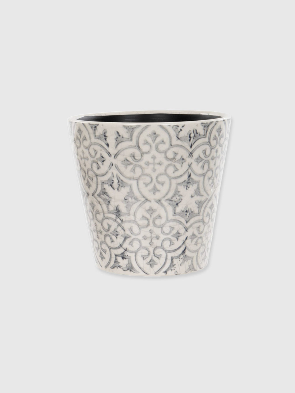 Grey Pattern Ceramic Glazed Plant Pot - Large