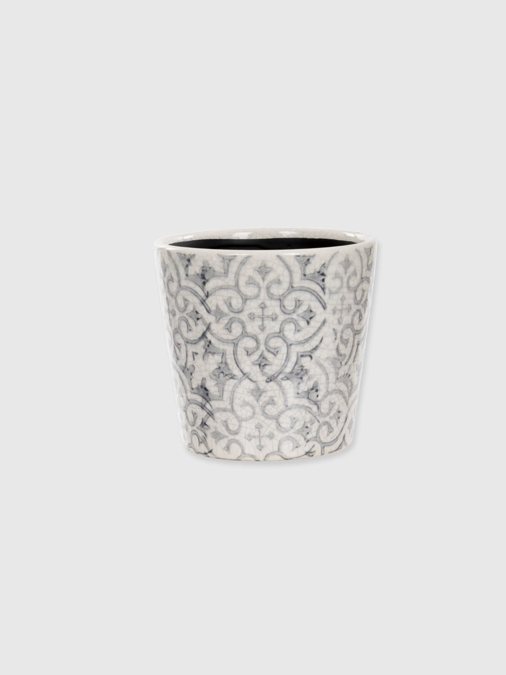 Grey Pattern Ceramic Glazed Plant Pot - Medium