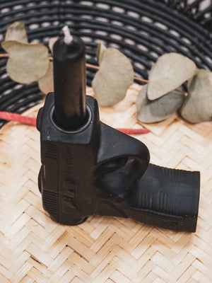 Gun Shaped Candle Holder - Black