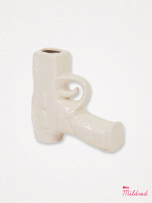 Gun Shaped Ceramic Bud Vase - White