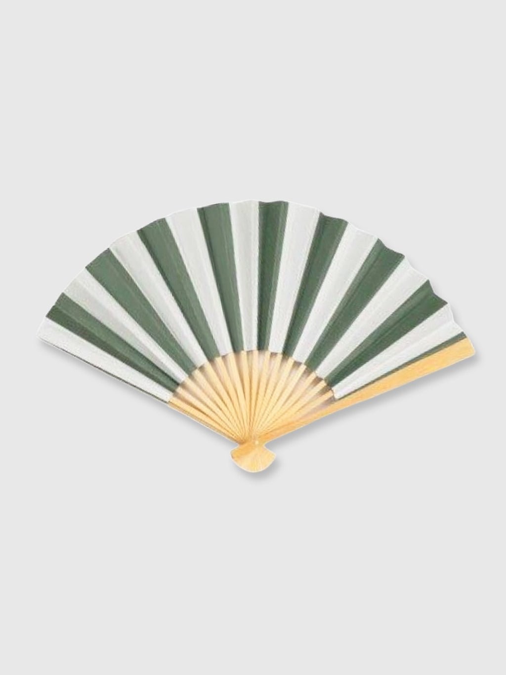 Wooden Paper Hand Fan - Cabana Stripe Green