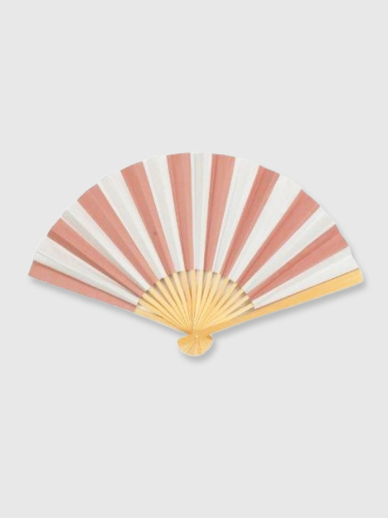 Wooden Paper Hand Fan - Cabana Stripe Pink