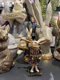 Regal Trumpet Blowing Rabbit Bunny Figure