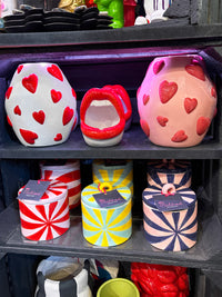 Red Hearts Pink Ceramic Vase