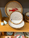 Wooden Enamelled Heart Design Bowl - 20cm
