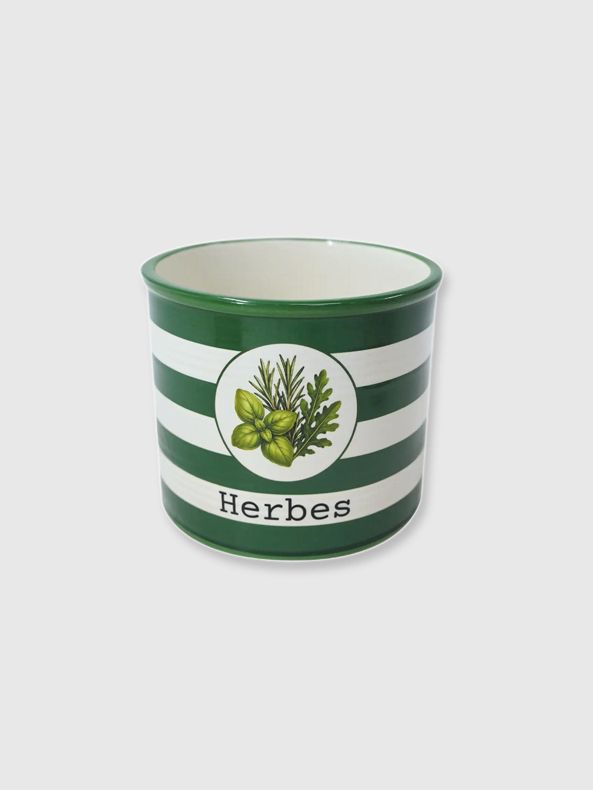 Herb 'Herbes' Planter Pot in Green Stripe - 11.8cm