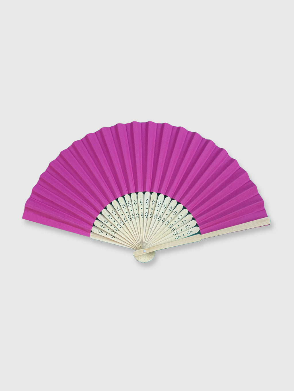 Wooden Paper Hand Fan - Hot Pink