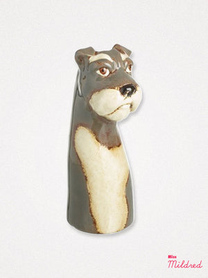 Ceramic Grey Schnauzer Dog Vase