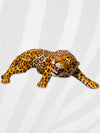 Large Italian Porcelain Crouching Jaguar Statue Figure