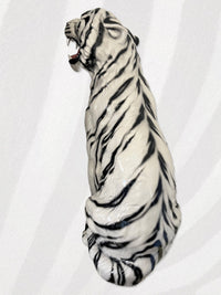 Extra Large Italian Porcelain Albino Tiger Statue Figure