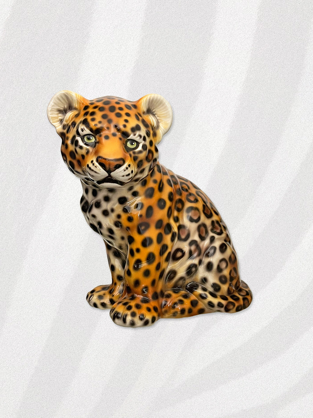 Italian Porcelain Leopard Cub Statue Figure