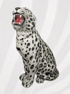 Large Italian Porcelain Snow Leopard Statue Figure