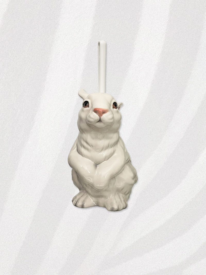 Italian Porcelain White Rabbit Toilet Brush