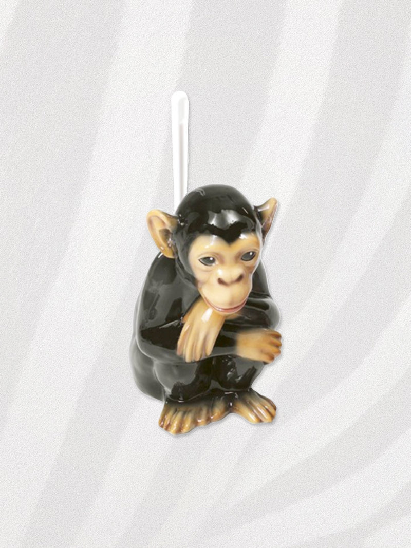 Italian Porcelain Chimpanzee Monkey Toilet Brush