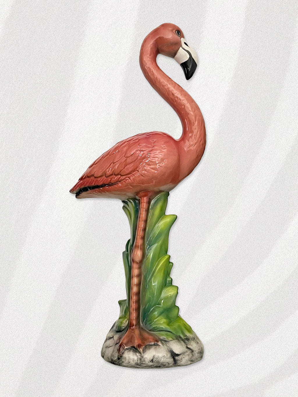 Large Italian Porcelain Pink Flamingo Statue Figure