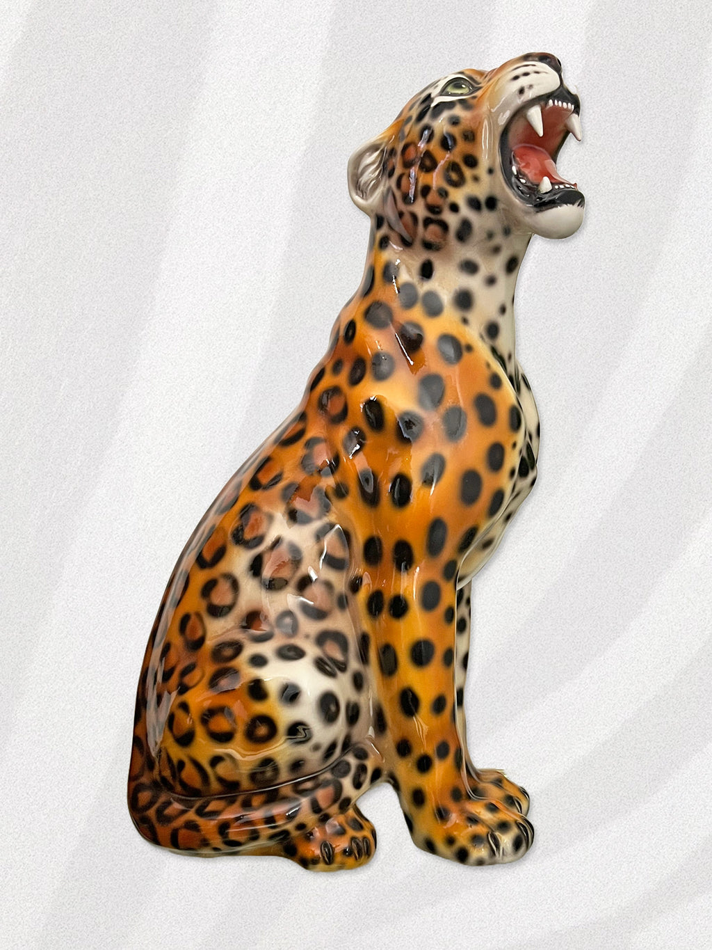 Large Italian Porcelain Leopard Statue Figure