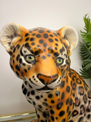 Italian Porcelain Leopard Cub Statue Figure