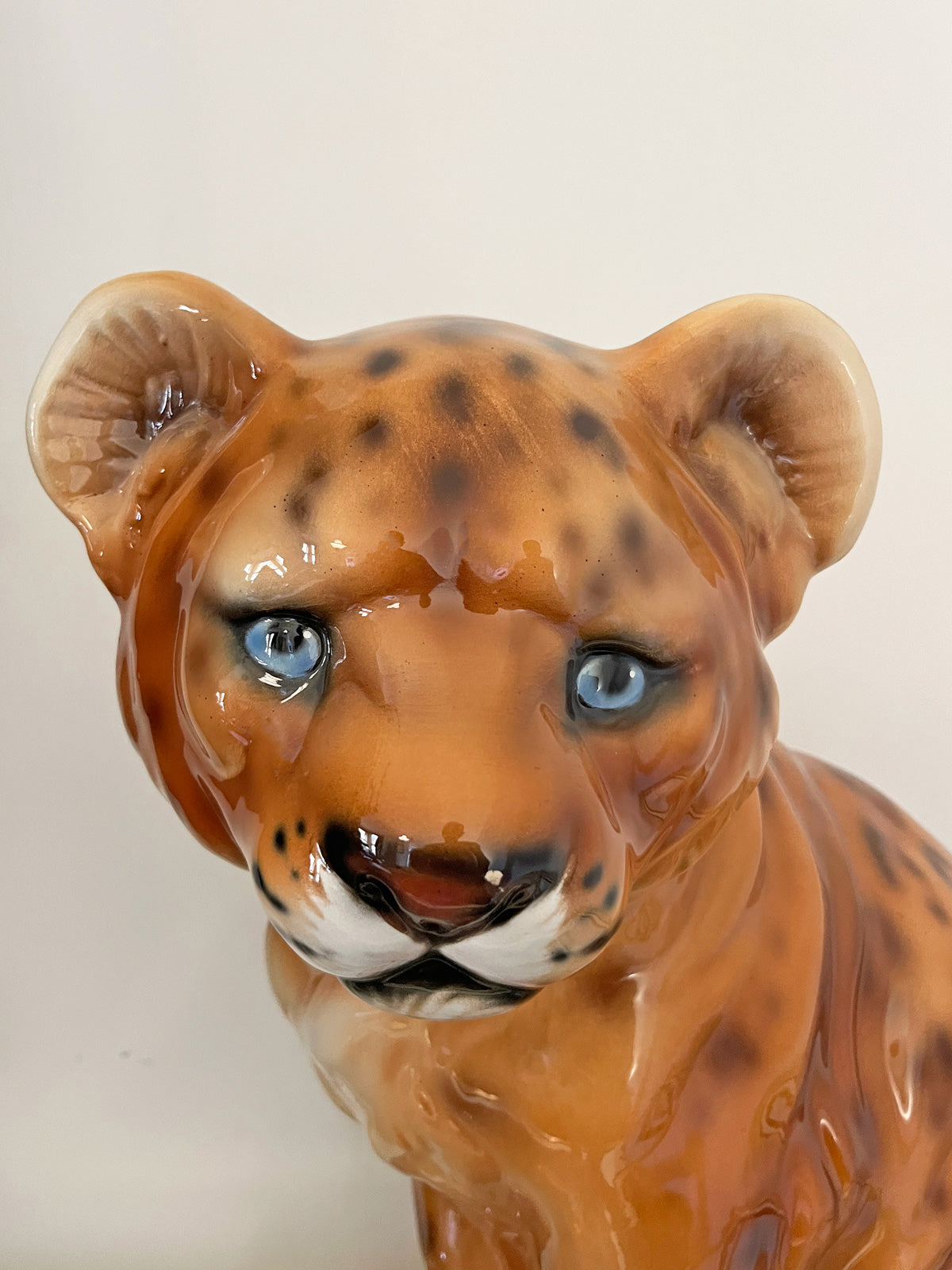 Italian Porcelain Lion Cub Statue Figure