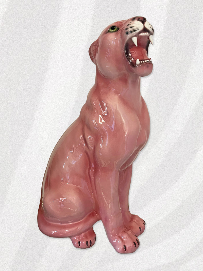 Large Italian Porcelain Pink Panther Statue Figure