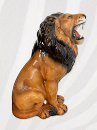 Large Italian Porcelain Roaring Lion Statue Figure