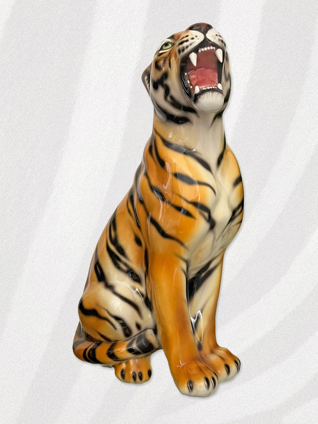 Large Italian Porcelain Tiger Statue Figure