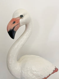 Large Italian Porcelain White Flamingo Statue Figure
