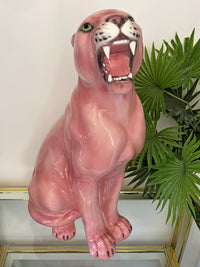 Large Italian Porcelain Pink Panther Statue Figure