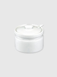 White Ceramic Jam Pot with Spoon