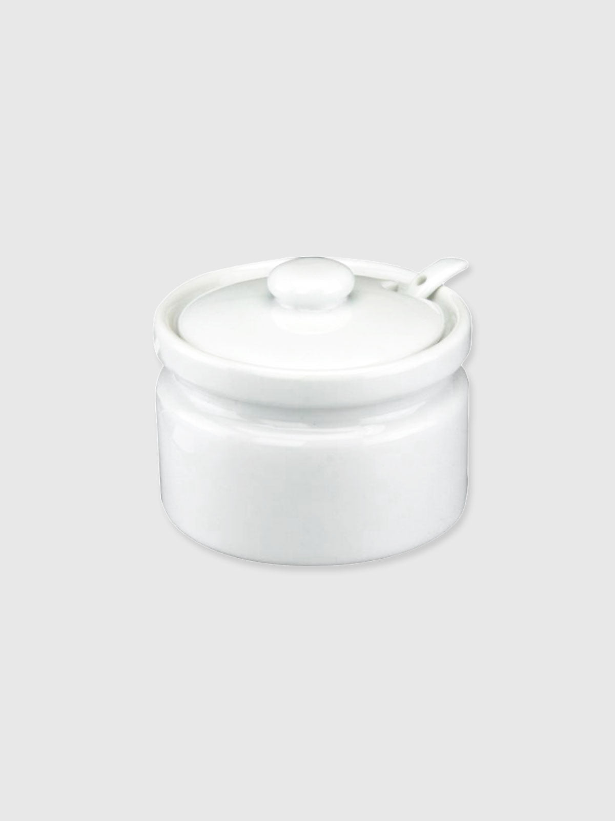 White Ceramic Jam Pot with Spoon