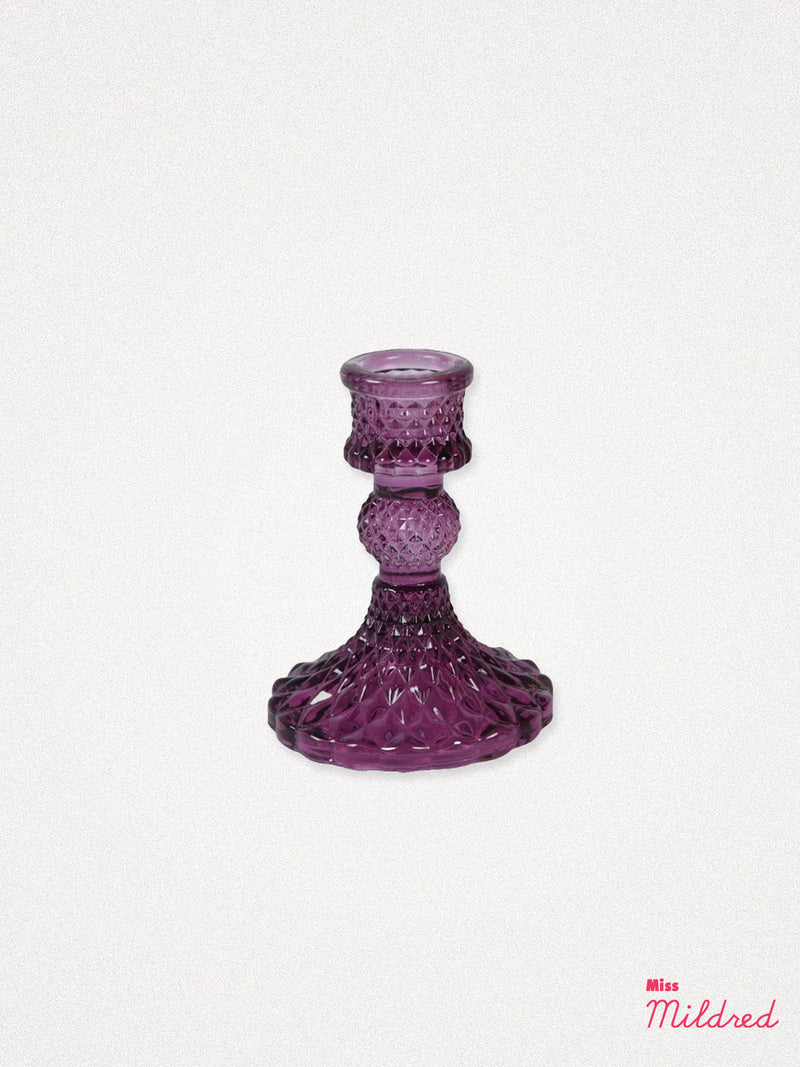 Glass Candle Holder 10cm - Purple