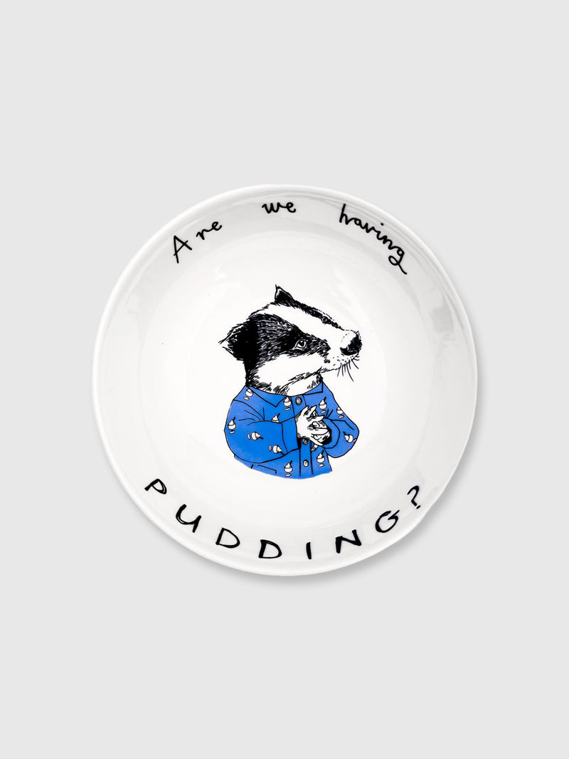 JimBobArt Bowl - Are We Having Pudding? Badger