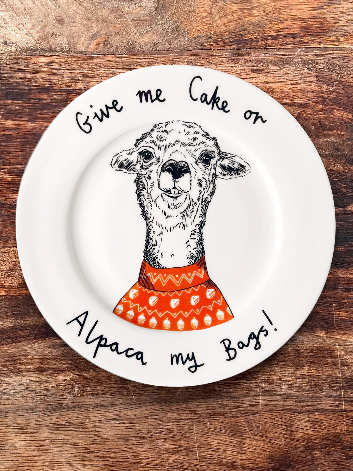 JimBobArt Side Plate - Give Me Cake Or Alpaca My Bags