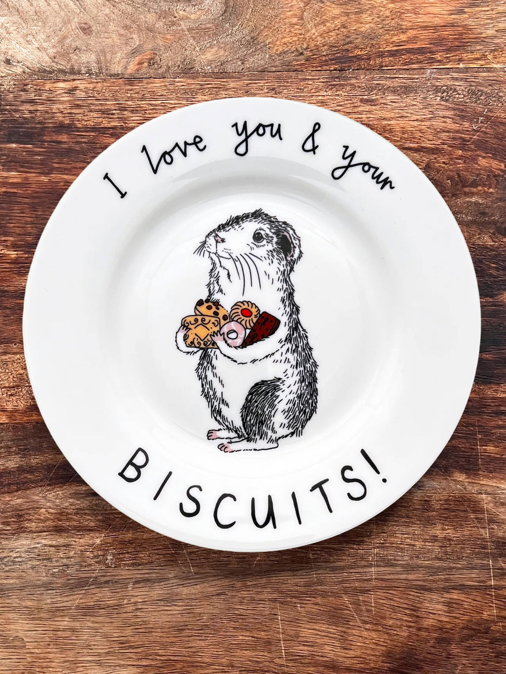 JimBobArt Side Plate - I love you and Biscuits