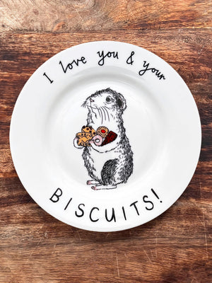 JimBobArt Side Plate - I love you and Biscuits