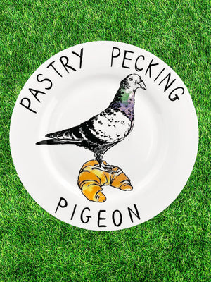 JimBobArt Side Plate - Pastry Pecking Pigeon