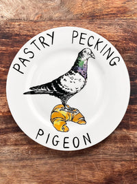 JimBobArt Side Plate - Pastry Pecking Pigeon