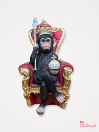 King of the Jungle Monkey on Throne Statue - 31cm