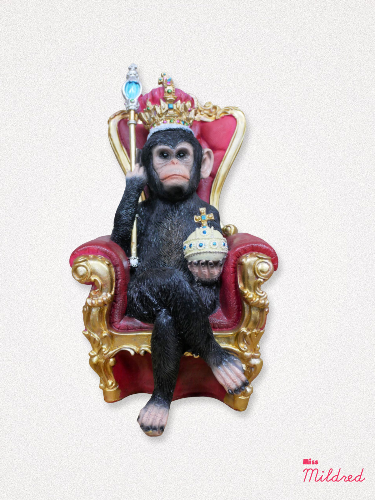 King of the Jungle Monkey on Throne Statue - 31cm