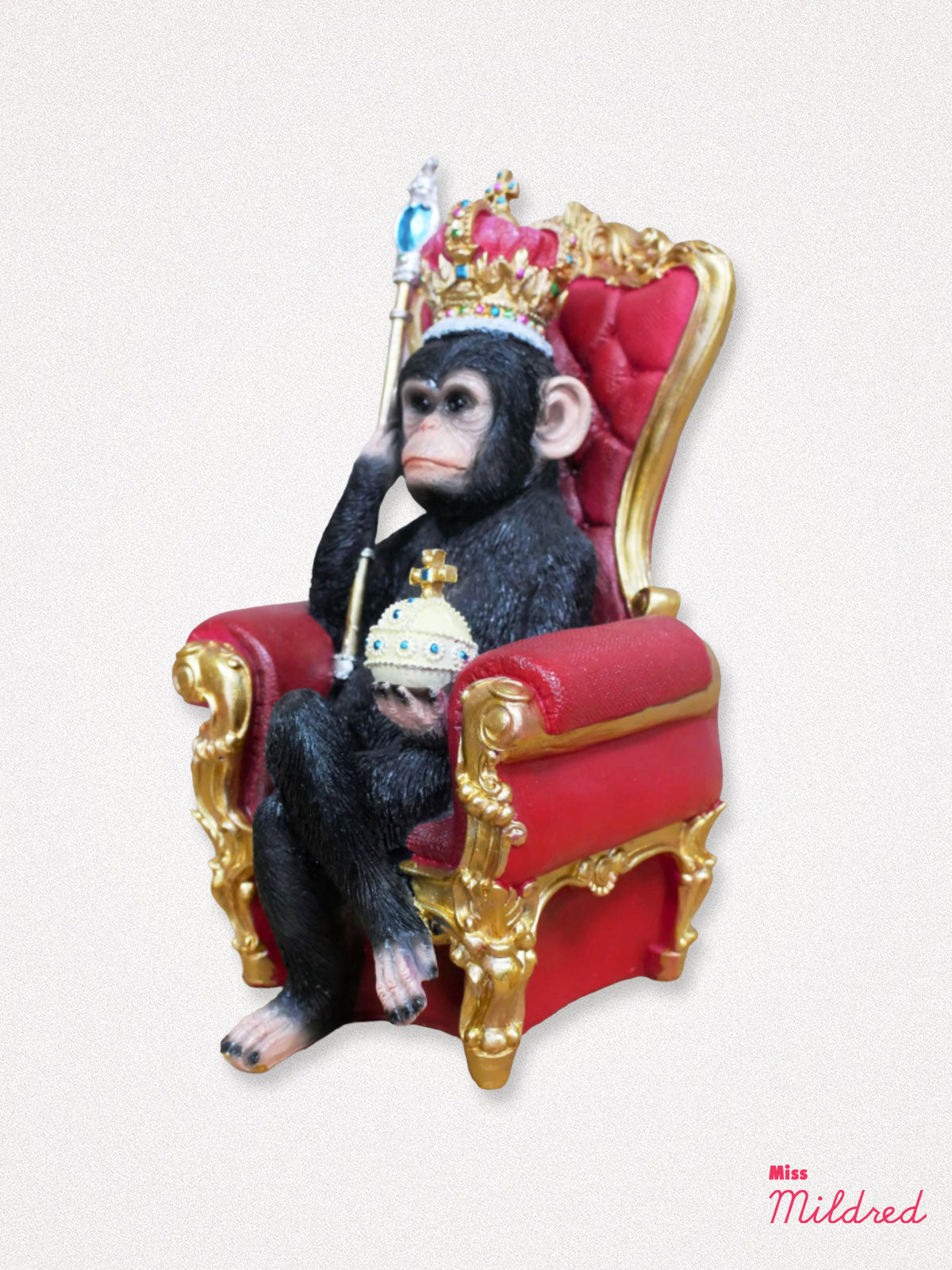 King of the Jungle Monkey on Throne Statue - 31cm
