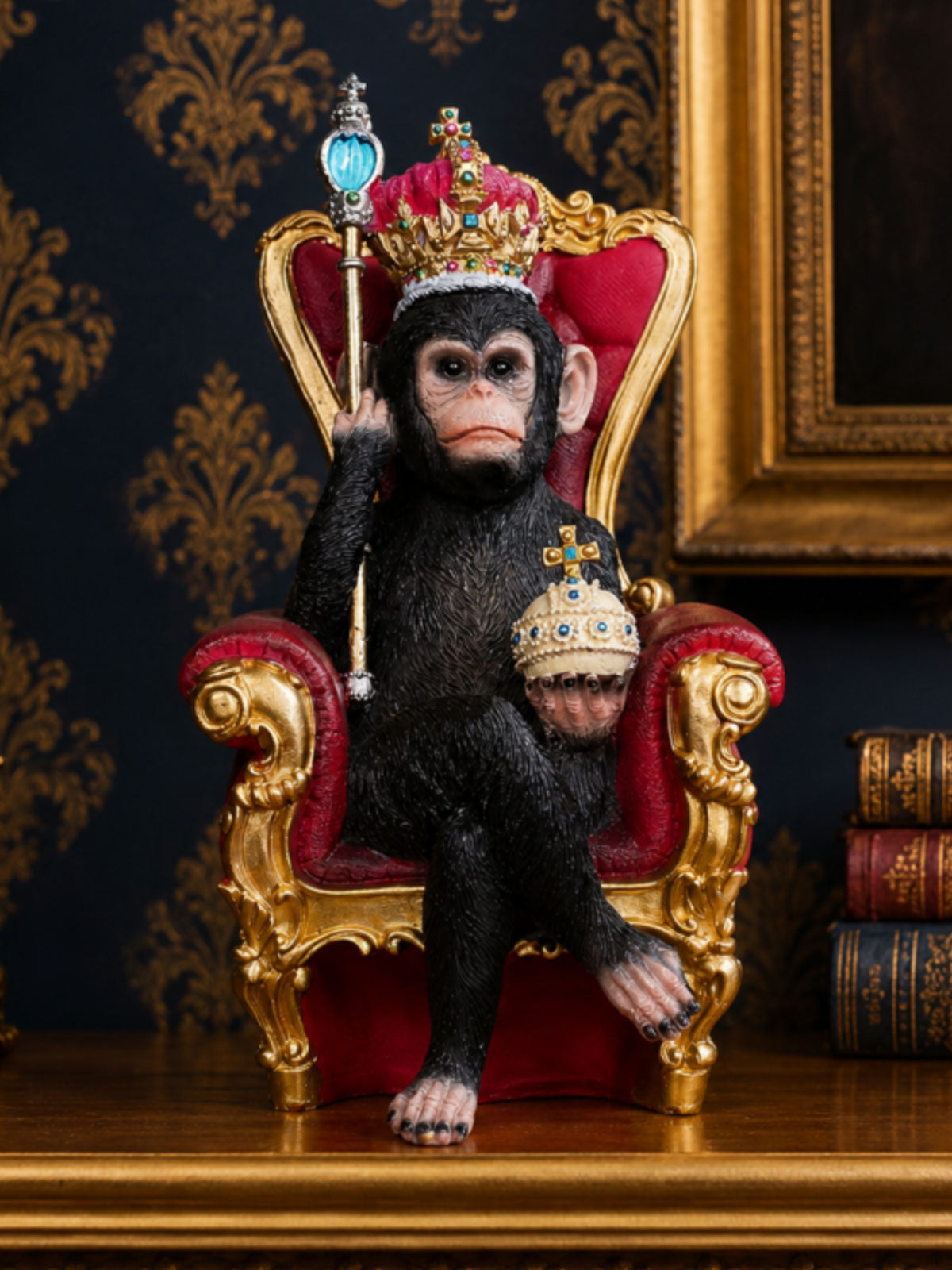 King of the Jungle Monkey on Throne Statue - 31cm