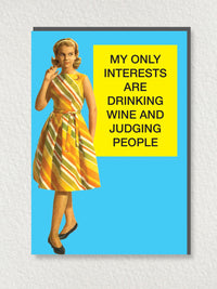 Greeting Card - Drinking Wine and Judging People