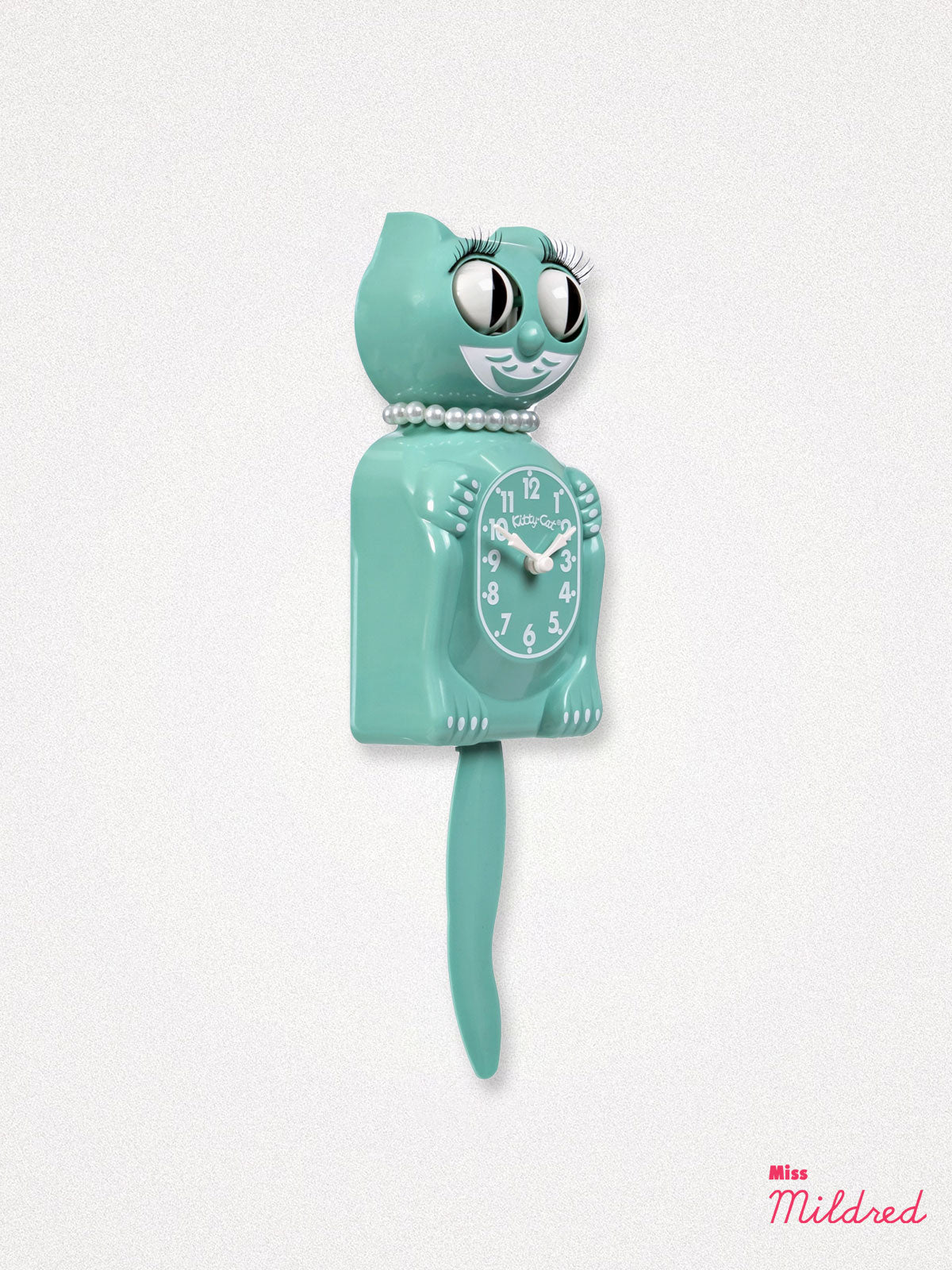 Kitty Cat Clock Necklace - Small Size - Ocean Green