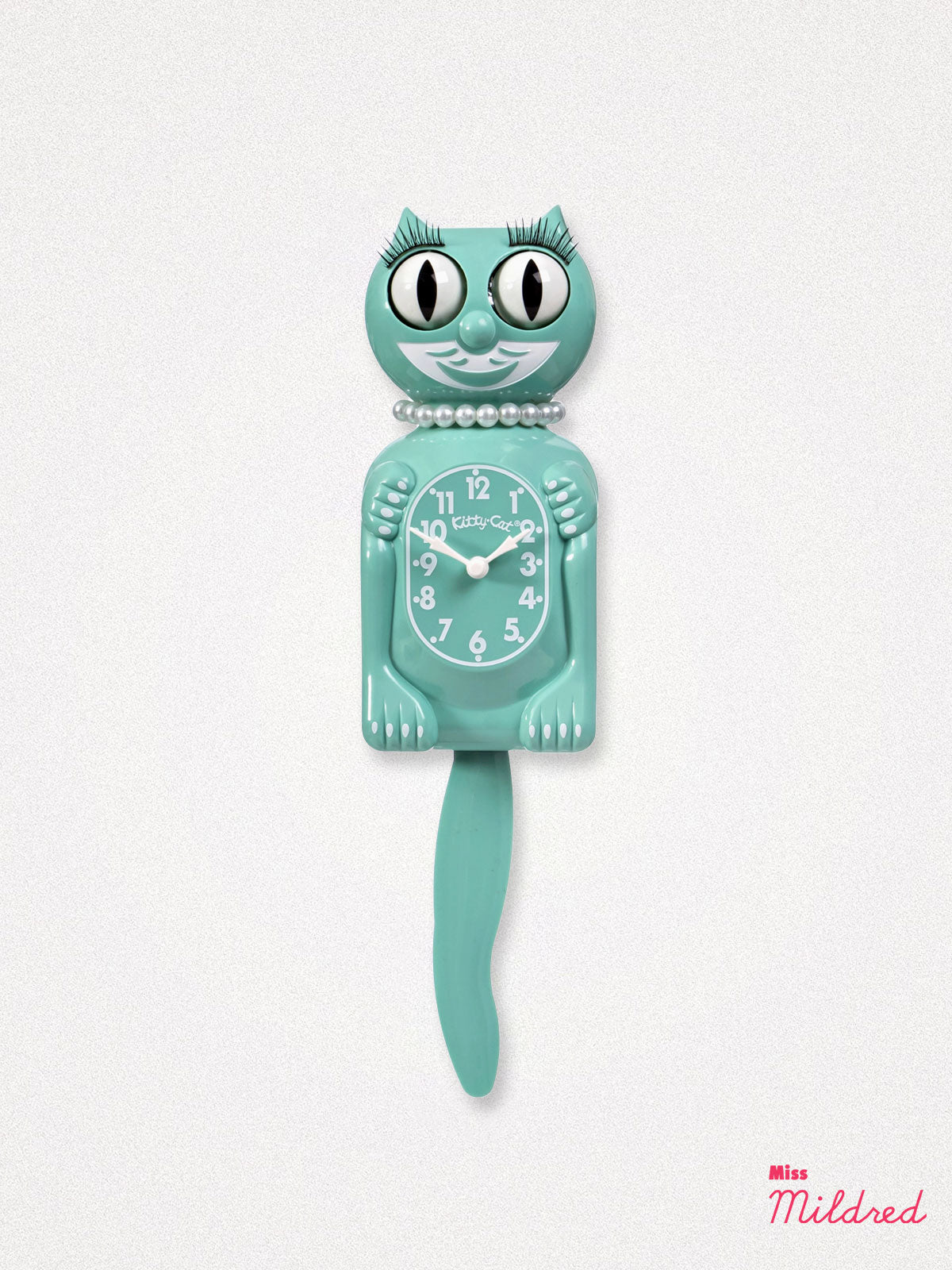 Kitty Cat Clock Necklace - Small Size - Ocean Green