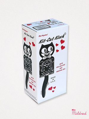 Kit Cat Clock Love Heart Eyes - Original Large Size - Black